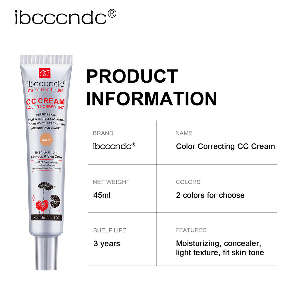 Moisturizing CC cream for long-lasting, waterproof makeup and skin protection.
