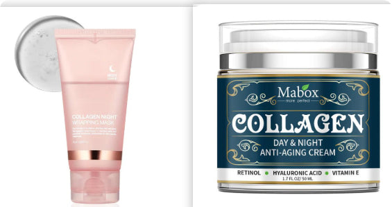 Collagen night mask for firming, hydration, and anti-wrinkle care.