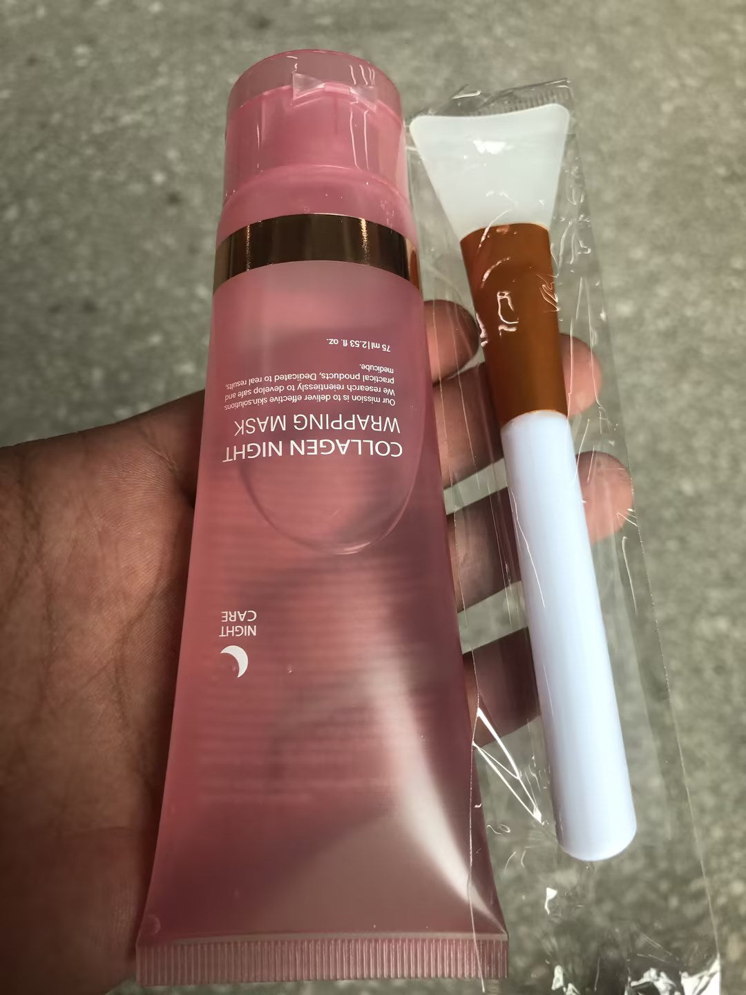 Collagen night mask for firming, hydration, and anti-wrinkle care.