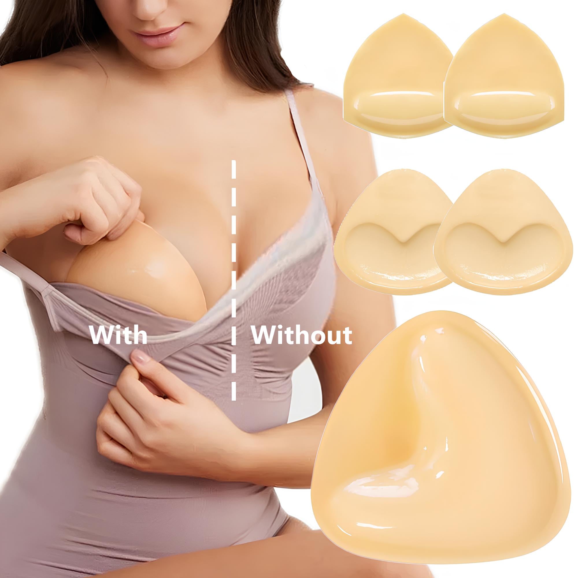 Double-sided adhesive bra inserts for push-up and breast lift.