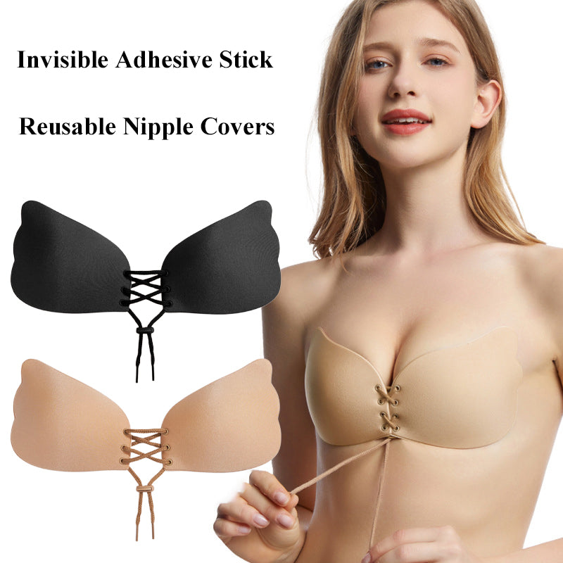 Large-size strapless adhesive push-up bra for women.