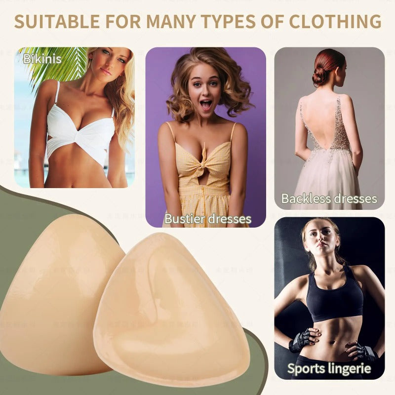 Double-sided adhesive bra inserts for push-up and breast lift.